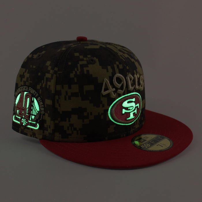 San Francisco 49ers 40th Anniversary New Era 59Fifty Fitted Hat (Digital Camo Red Gray Under Brim)