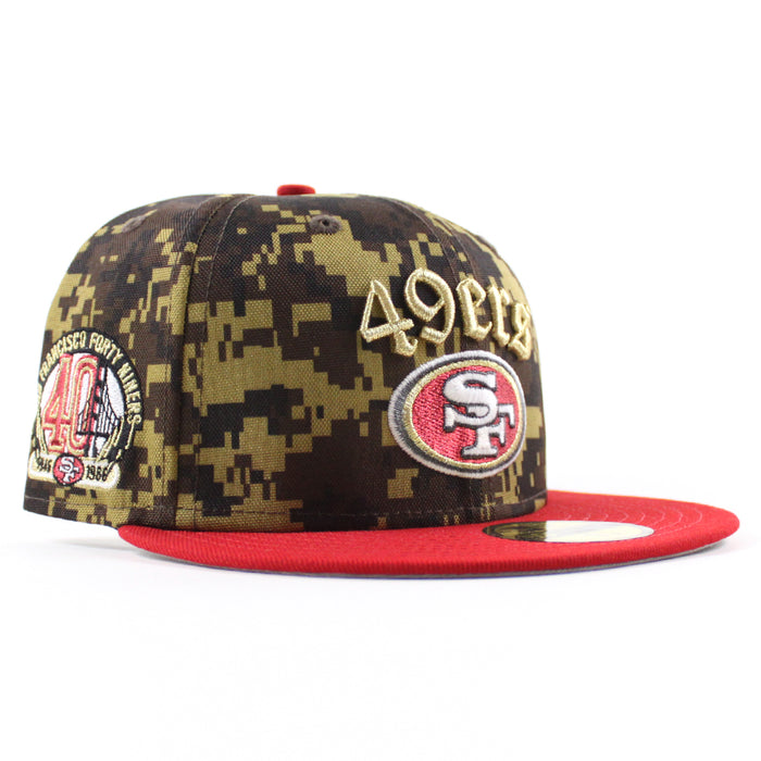 San Francisco 49ers 40th Anniversary New Era 59Fifty Fitted Hat (Digital Camo Red Gray Under Brim)