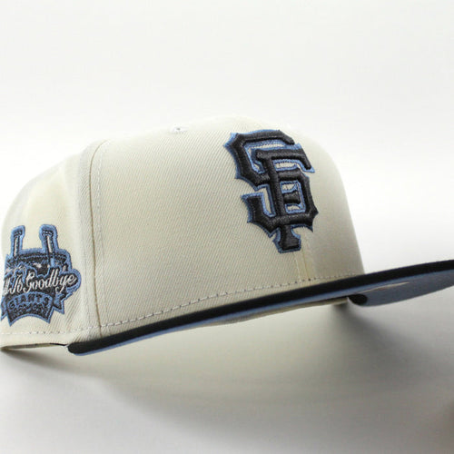 San Francisco Giants 1960 99 TELL IT GOODBYE New Era 59Fifty Fitted Hat (Chrome White Sky Blue Under Brim)