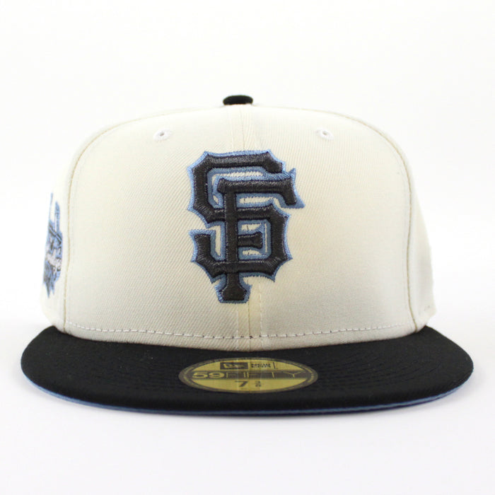 San Francisco Giants 1960 99 TELL IT GOODBYE New Era 59Fifty Fitted Hat (Chrome White Sky Blue Under Brim)