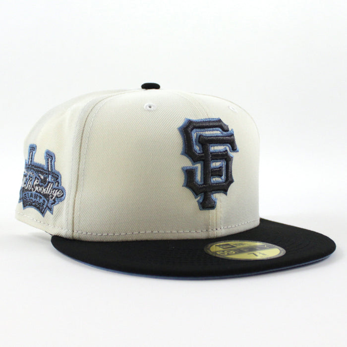 San Francisco Giants 1960 99 TELL IT GOODBYE New Era 59Fifty Fitted Hat (Chrome White Sky Blue Under Brim)