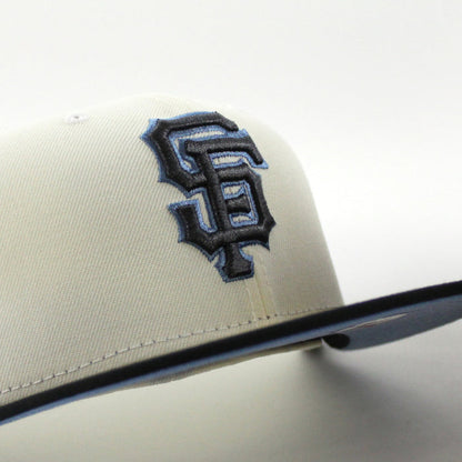 San Francisco Giants 1960 99 TELL IT GOODBYE New Era 59Fifty Fitted Hat (Chrome White Sky Blue Under Brim)