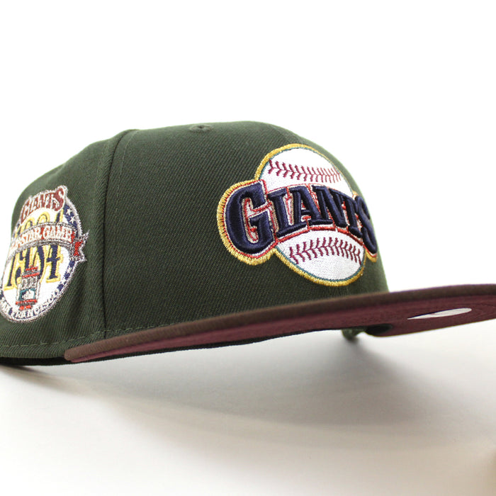 San Francisco Giants 1984 All Star Game New Era 59Fifty Fitted Hat (SeaWeed Green Burnt Wood Maroon Under Brim)
