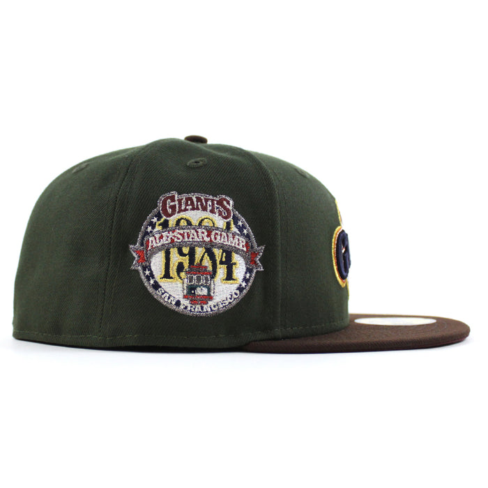 San Francisco Giants 1984 All Star Game New Era 59Fifty Fitted Hat (SeaWeed Green Burnt Wood Maroon Under Brim)