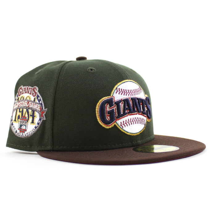 San Francisco Giants 1984 All Star Game New Era 59Fifty Fitted Hat (SeaWeed Green Burnt Wood Maroon Under Brim)