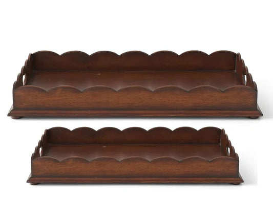 Scalloped Edge Acacia Wood Tray-Small