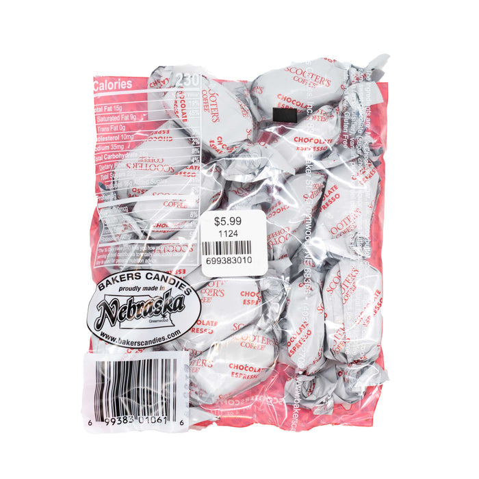 Packaged chocolates with Nebraska Bakers Candies branding on a white background