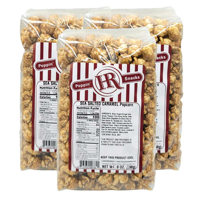 Sea Salted Caramel Popcorn | Pack of 3 | 8 oz | HR Poppin' Snacks