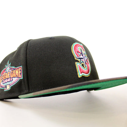 Seattle Mariners 2001 All Star Game New Era 59Fifty Fitted Hat (Black Woodland Camo Green Under Brim)