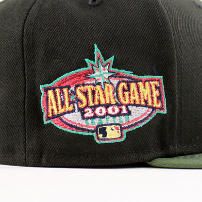 Seattle Mariners 2001 All Star Game New Era 59Fifty Fitted Hat (Black Woodland Camo Green Under Brim)