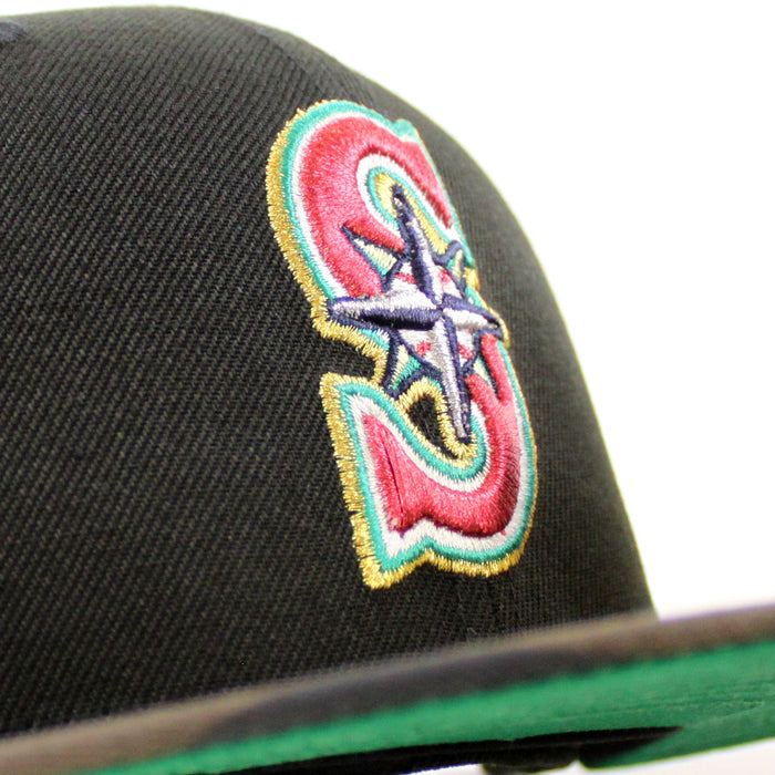 Seattle Mariners 2001 All Star Game New Era 59Fifty Fitted Hat (Black Woodland Camo Green Under Brim)