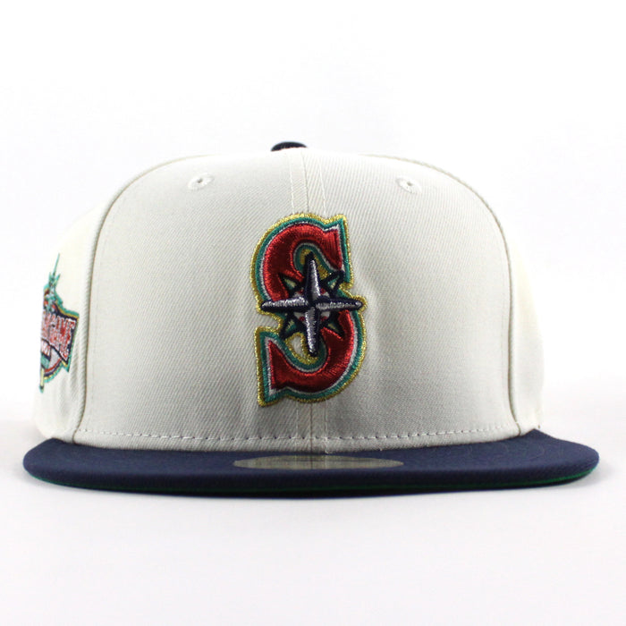 Seattle Mariners 2001 All Star Game New Era 59Fifty Fitted Hat (Chrome White Navy Green Under Brim)