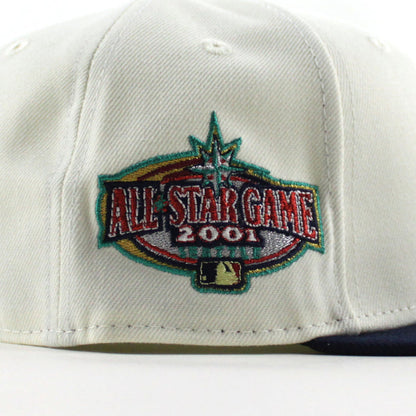 Seattle Mariners 2001 All Star Game New Era 59Fifty Fitted Hat (Chrome White Navy Green Under Brim)