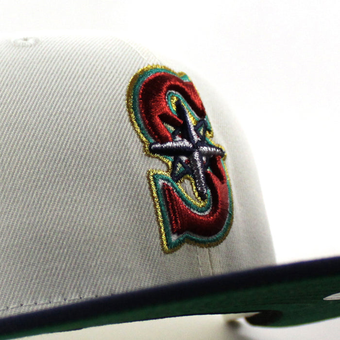Seattle Mariners 2001 All Star Game New Era 59Fifty Fitted Hat (Chrome White Navy Green Under Brim)
