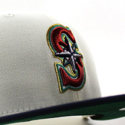 Seattle Mariners 2001 All Star Game New Era 59Fifty Fitted Hat (Chrome White Navy Green Under Brim)
