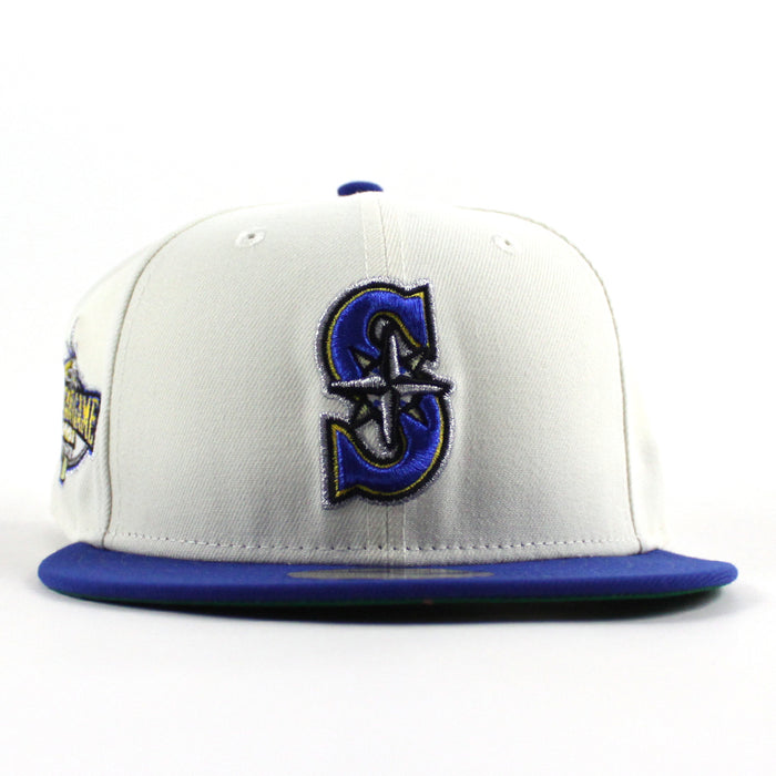 Seattle Mariners 2001 All Star Game New Era 59Fifty Fitted Hat (Chrome White Royal Blue Green Under Brim)