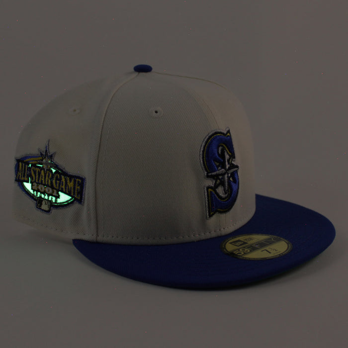 Seattle Mariners 2001 All Star Game New Era 59Fifty Fitted Hat (Chrome White Royal Blue Green Under Brim)