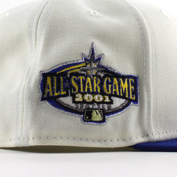 Seattle Mariners 2001 All Star Game New Era 59Fifty Fitted Hat (Chrome White Royal Blue Green Under Brim)