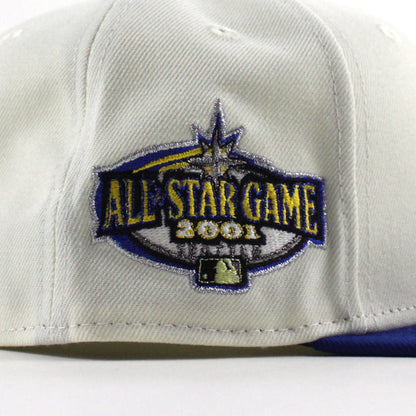 Seattle Mariners 2001 All Star Game New Era 59Fifty Fitted Hat (Chrome White Royal Blue Green Under Brim)