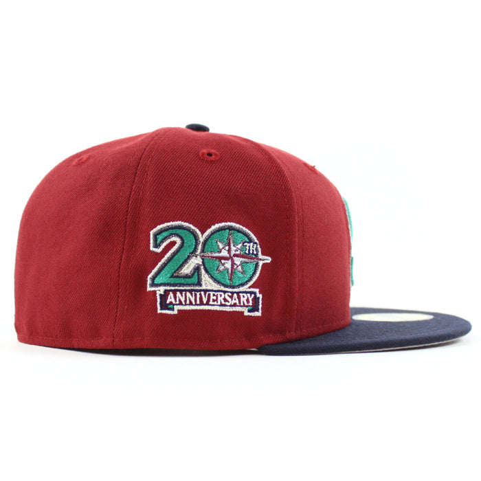 Seattle Mariners 20TH Anniversary New Era 59Fifty Fitted Hat (Brick Red Navy Gray Under Brim)
