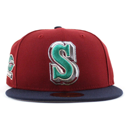 Seattle Mariners 20TH Anniversary New Era 59Fifty Fitted Hat (Brick Red Navy Gray Under Brim)