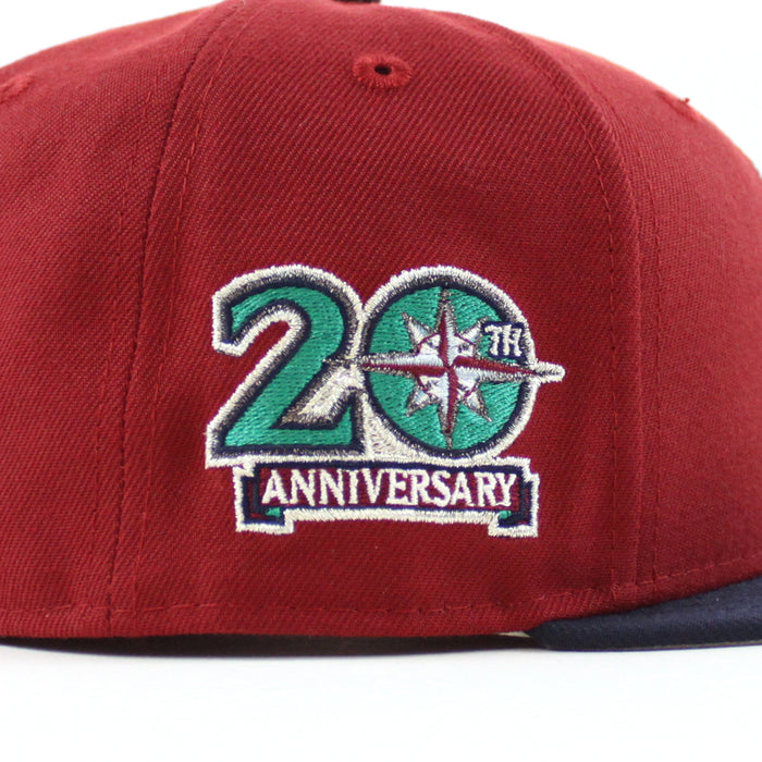 Seattle Mariners 20TH Anniversary New Era 59Fifty Fitted Hat (Brick Red Navy Gray Under Brim)