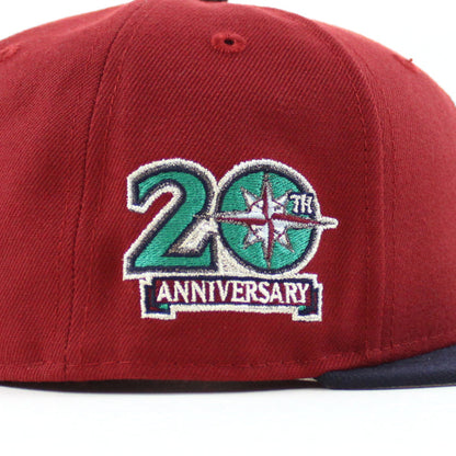 Seattle Mariners 20TH Anniversary New Era 59Fifty Fitted Hat (Brick Red Navy Gray Under Brim)