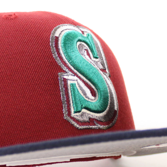 Seattle Mariners 20TH Anniversary New Era 59Fifty Fitted Hat (Brick Red Navy Gray Under Brim)