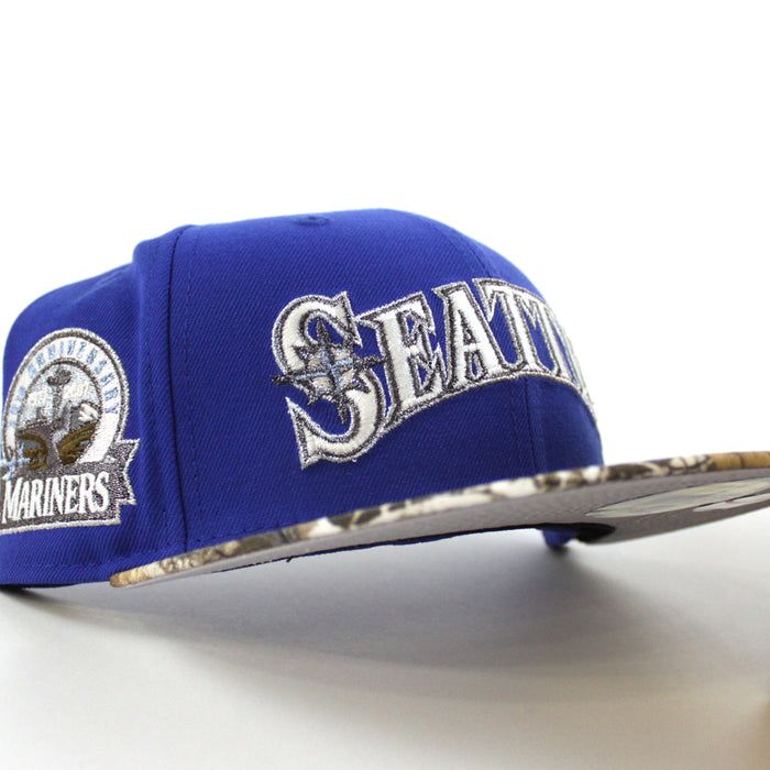Seattle Mariners 30TH Anniversary New Era 59Fifty Fitted Hat (Majestic Blue RealTree Camo Gray Under Brim)