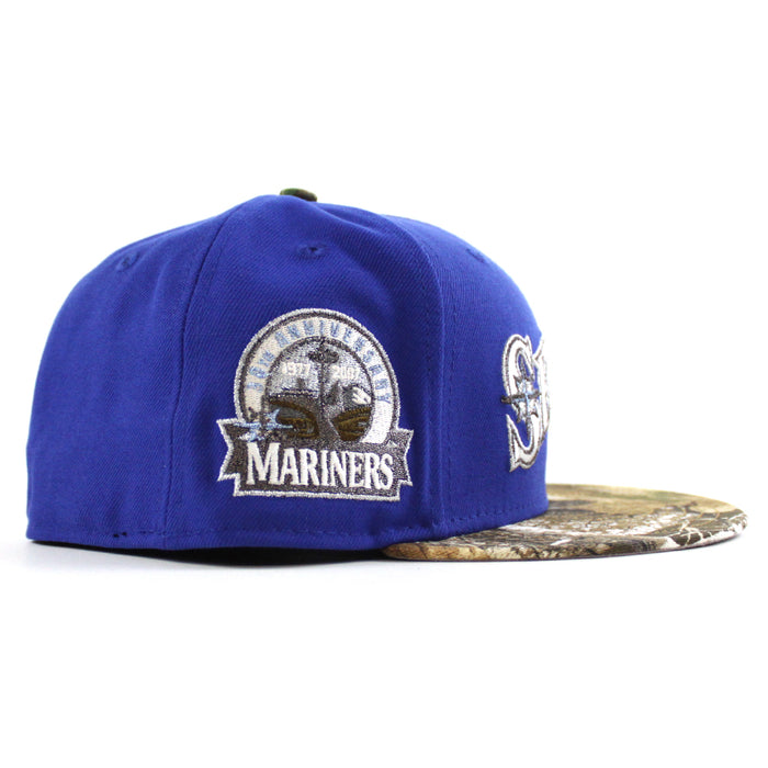 Seattle Mariners 30TH Anniversary New Era 59Fifty Fitted Hat (Majestic Blue RealTree Camo Gray Under Brim)