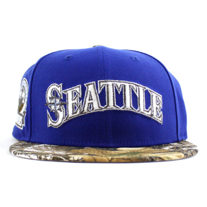 Seattle Mariners 30TH Anniversary New Era 59Fifty Fitted Hat (Majestic Blue RealTree Camo Gray Under Brim)