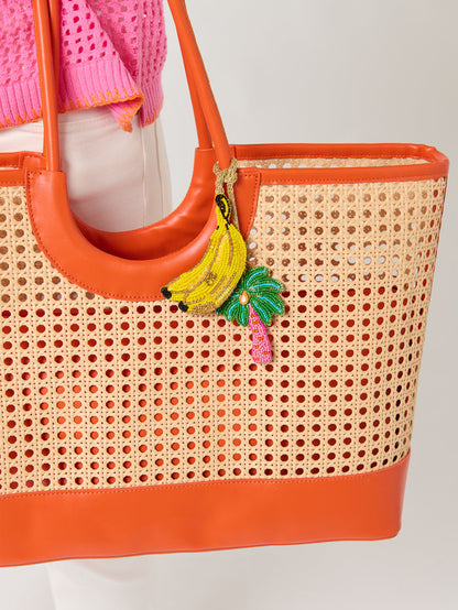 Shiraleah Banana/Palm Tree Beaded Bag Charm, Multi