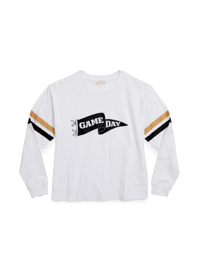 Shiraleah "Game Day" Long Sleeve Relaxed Tee WHITE
