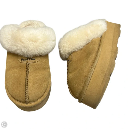 Slippers By Bearpaw In Tan & White, Size: 6