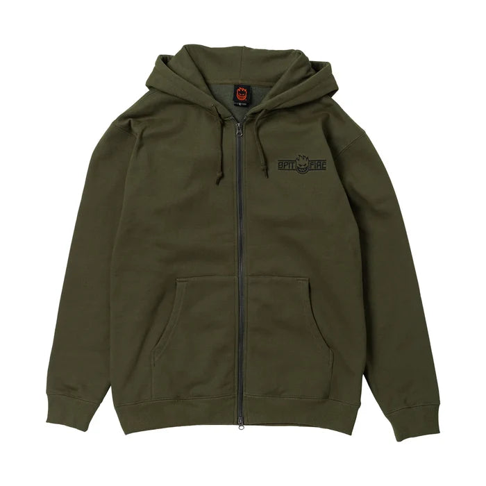 Spitfire -  Live To Burn Arch Embroidered Hoodie (Olive)
