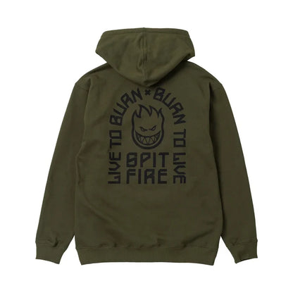 Spitfire -  Live To Burn Arch Embroidered Hoodie (Olive)