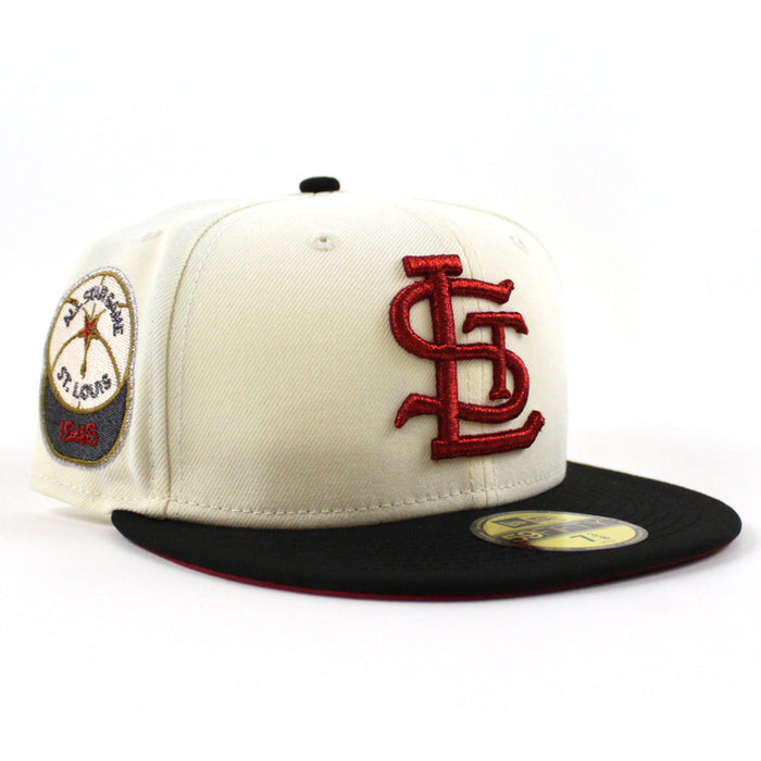 ST. LOUIS BROWNS 1948 All Star Game New Era 59Fifty Fitted Hat (Chrome Black Pinot Red Under Brim)