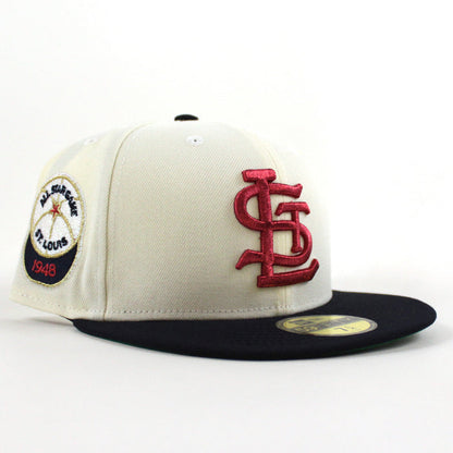 ST. LOUIS BROWNS 1948 All Star Game New Era 59Fifty Fitted Hat (Chrome White Navy Green Under Brim)