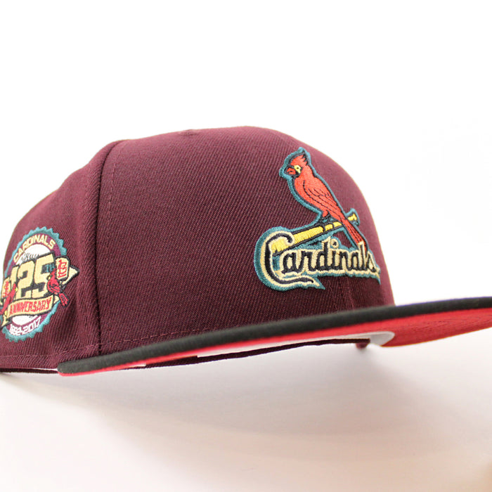 St. Louis Cardinals 125th ANNIVERSARY New Era 59Fifty Fitted Hat (Maroon Black Pinot Red Under Brim)