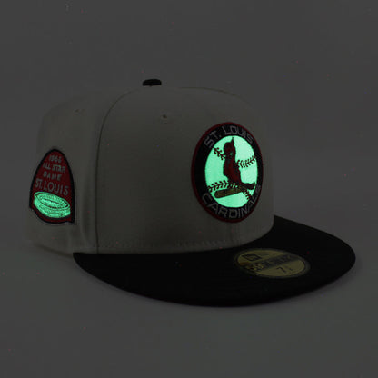 St Louis Cardinals 1966 All Star Game New Era 59Fifty Fitted Hat (GITD Chrome White Black Red Under Brim)