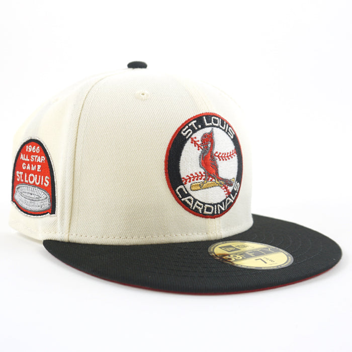 St Louis Cardinals 1966 All Star Game New Era 59Fifty Fitted Hat (GITD Chrome White Black Red Under Brim)