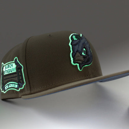 St Louis Cardinals 2006 World Series New Era 59Fifty Fitted Hat (GITD Khaki Sky Blue Under Brim)