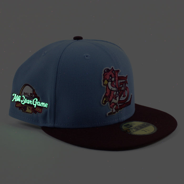 St. Louis Cardinals 2009 All Star Game New Era 59Fifty Fitted Hat (Light Blue Maroon Khaki Under Brim)