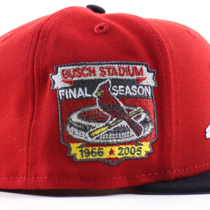 St. Louis Cardinals Mascot Final Season New Era 59Fifty Fitted Hat (Scarlet Red Navy Gray Under Brim)