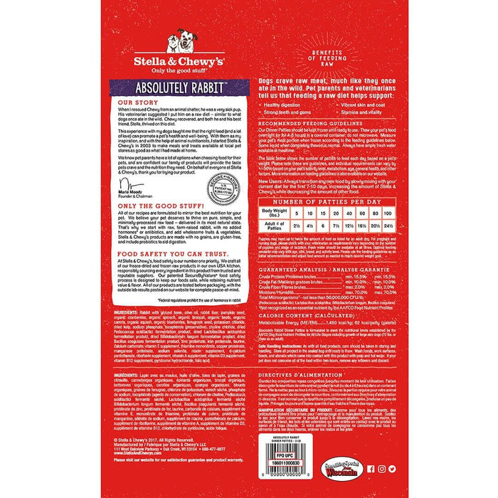Stella & Chewy's Absolutely Rabbit Dinner Patties Raw Frozen Dog Food