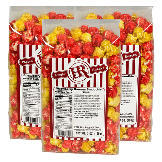 Strawberry Banana Smoothie Popcorn | Pack of 3 | 7 oz | HR Poppin' Snacks