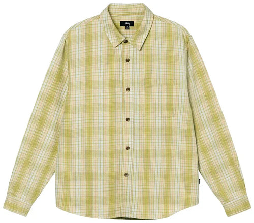 Stussy Beach Plaid Shirt Lime