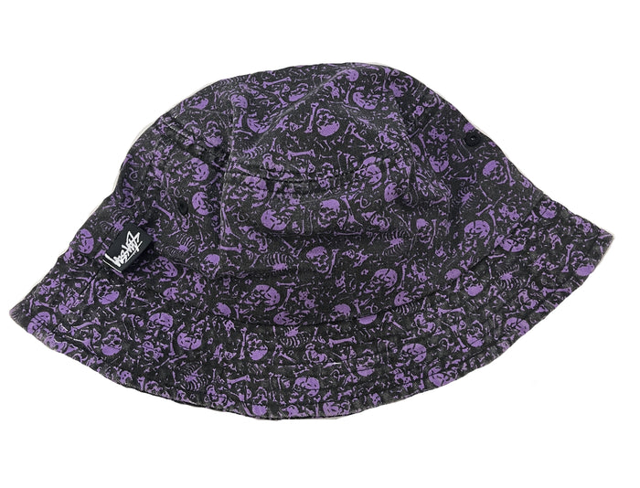 Stussy Bones Pattern Bucket Hat Purple (WORN)