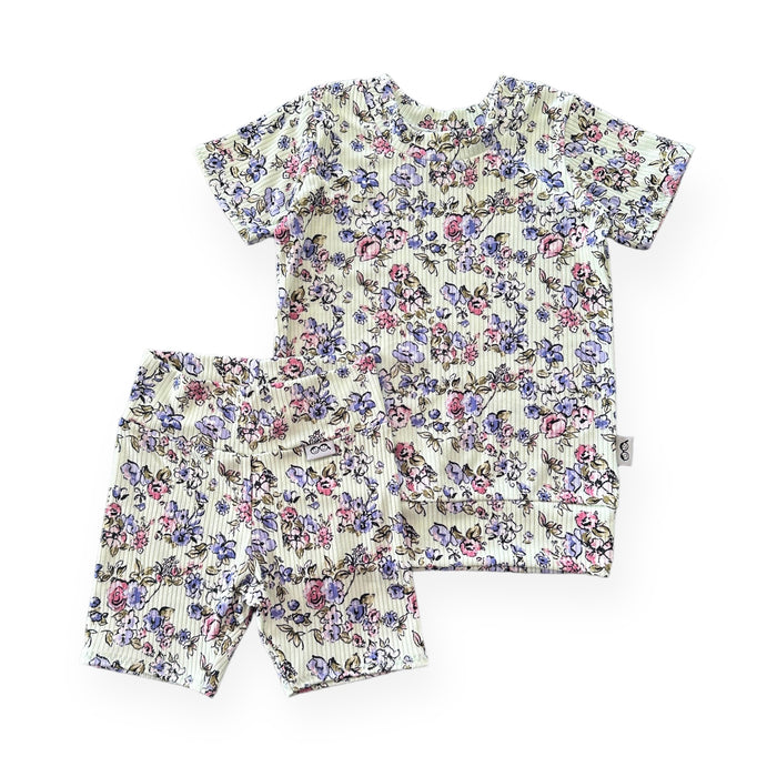Summer Garden Ribbed Biker Shorts Lounge Set