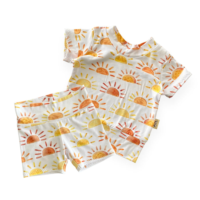 Sunshine Stripe Biker Shorts Lounge Set